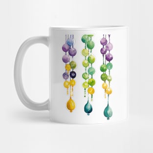 Hanging Mardi Gras Beads in Gold, Green and Purple Mug